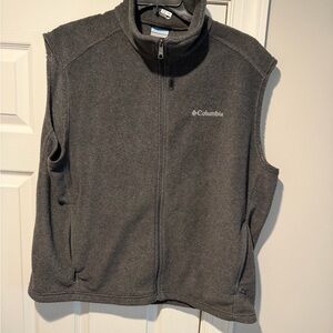 Columbia Gray Fleece Vest with Blue Trim